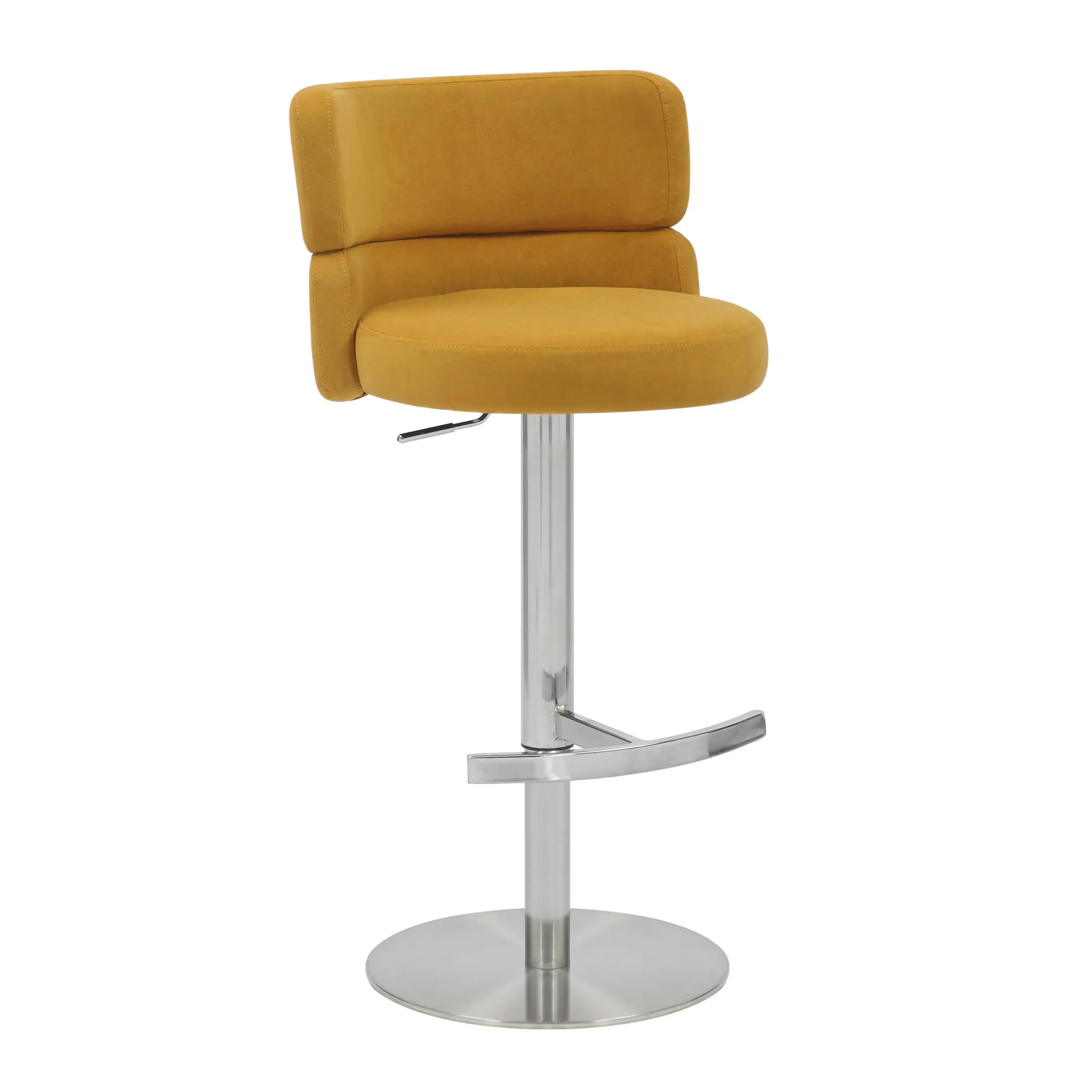 Mason Brushed Velvet Mustard/Brushed Steel Bar Stool