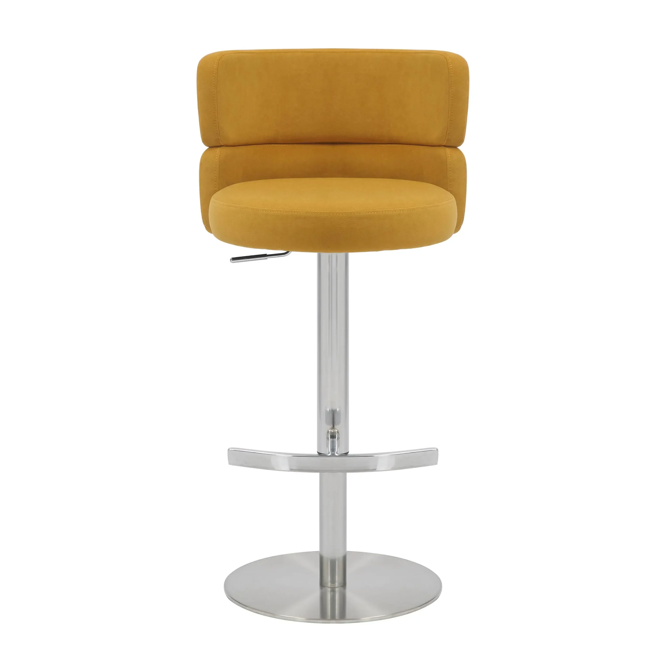 Mason Brushed Velvet Mustard/Brushed Steel Bar Stool - Image 2