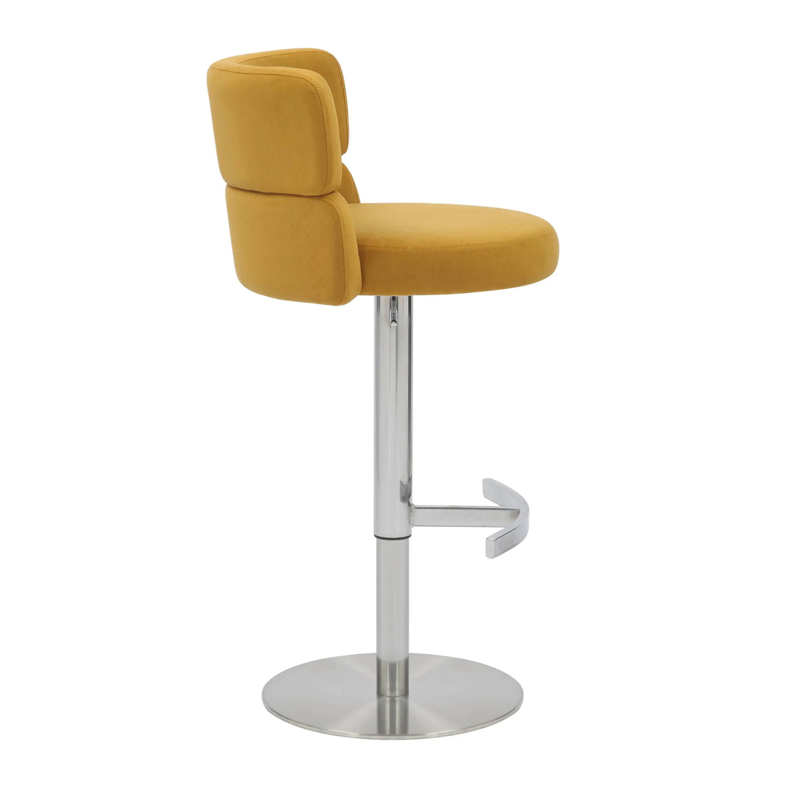 Mason Brushed Velvet Mustard/Brushed Steel Bar Stool - Image 3