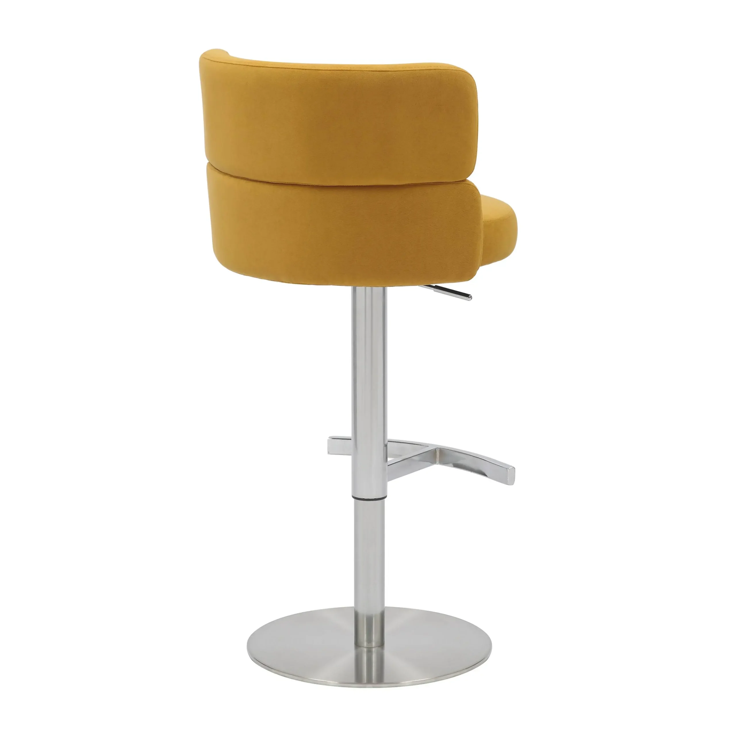 Mason Brushed Velvet Mustard/Brushed Steel Bar Stool - Image 4
