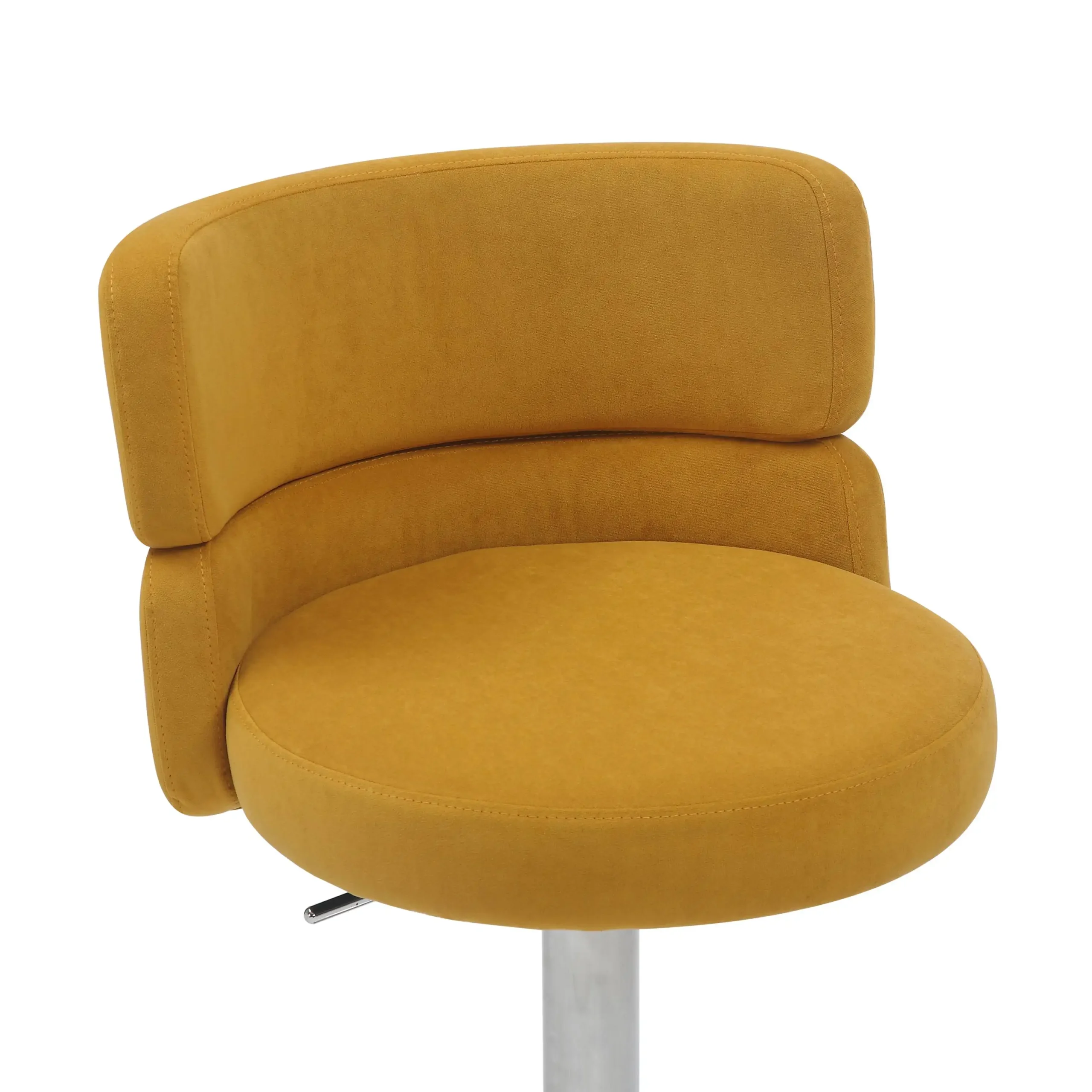 Mason Brushed Velvet Mustard/Brushed Steel Bar Stool - Image 6