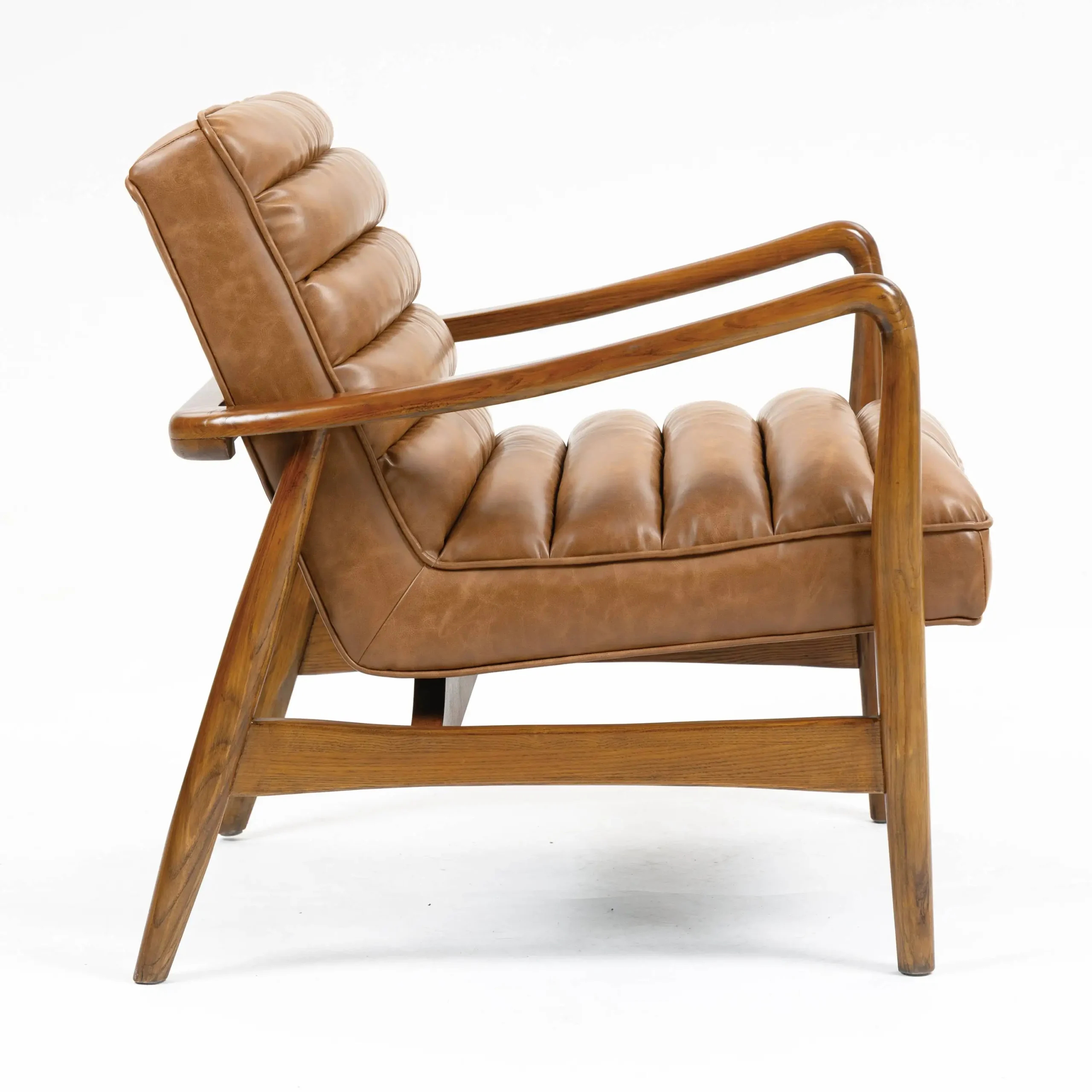 Club Leather Effect Tan Armchair - Image 2