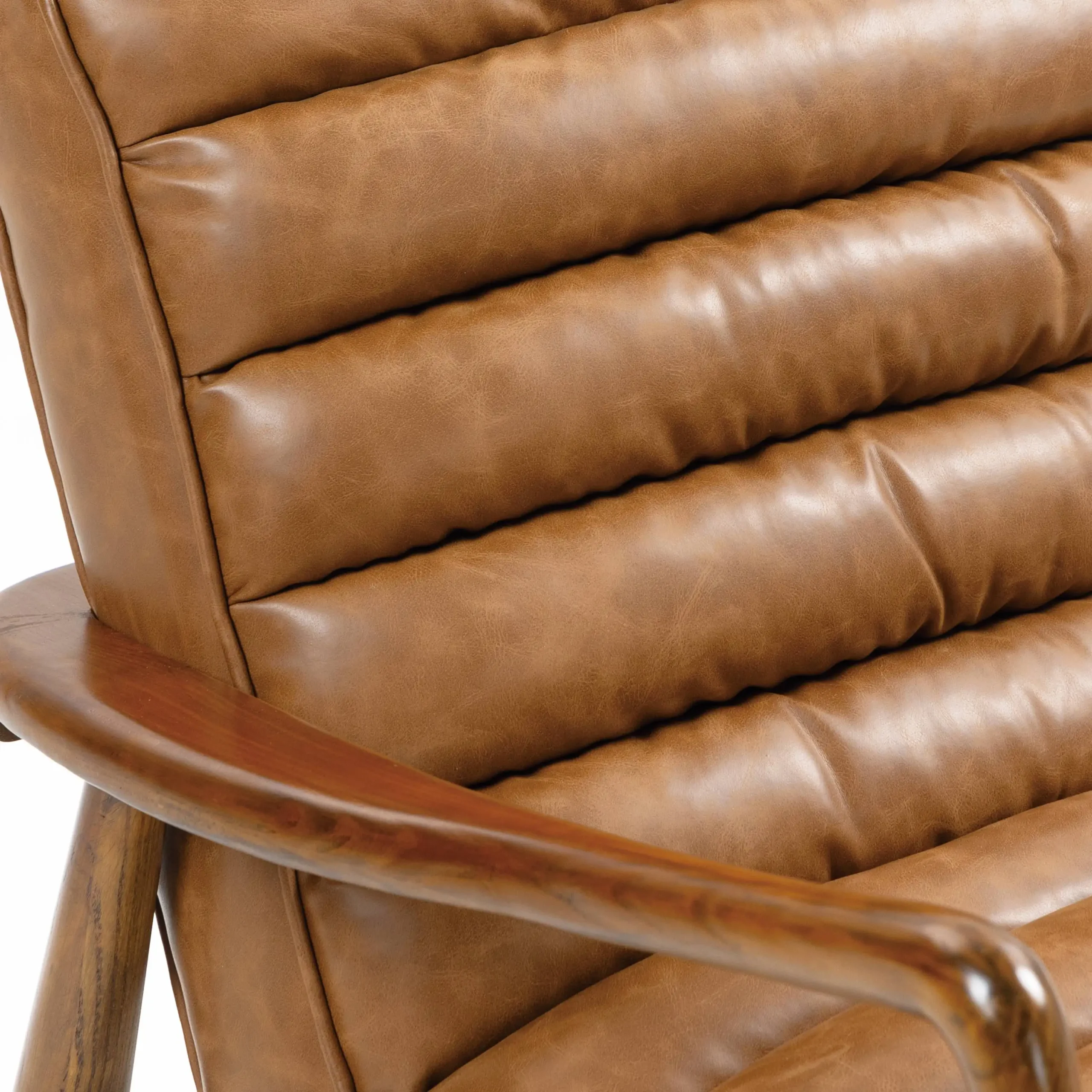 Club Leather Effect Tan Armchair - Image 5