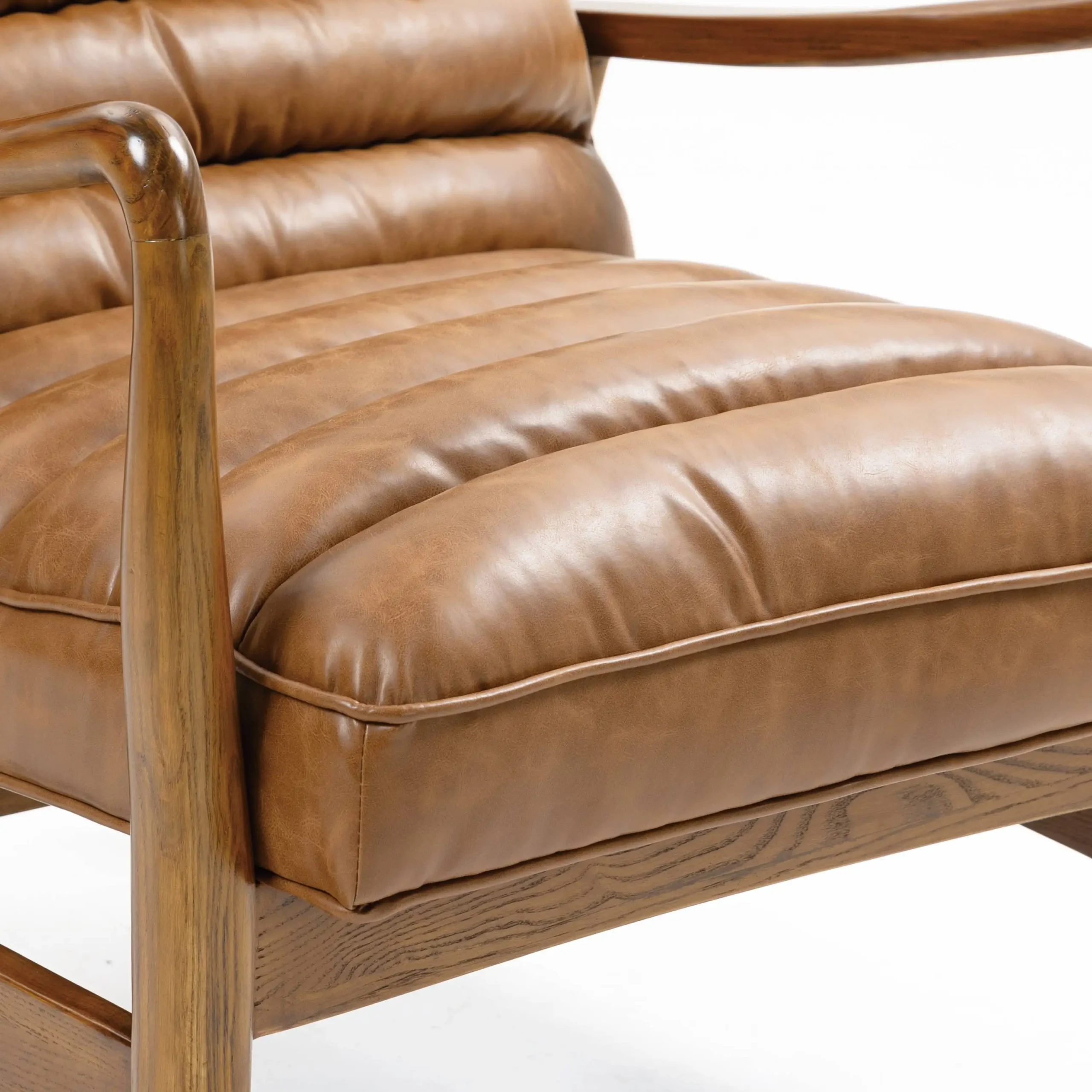 Club Leather Effect Tan Armchair - Image 6