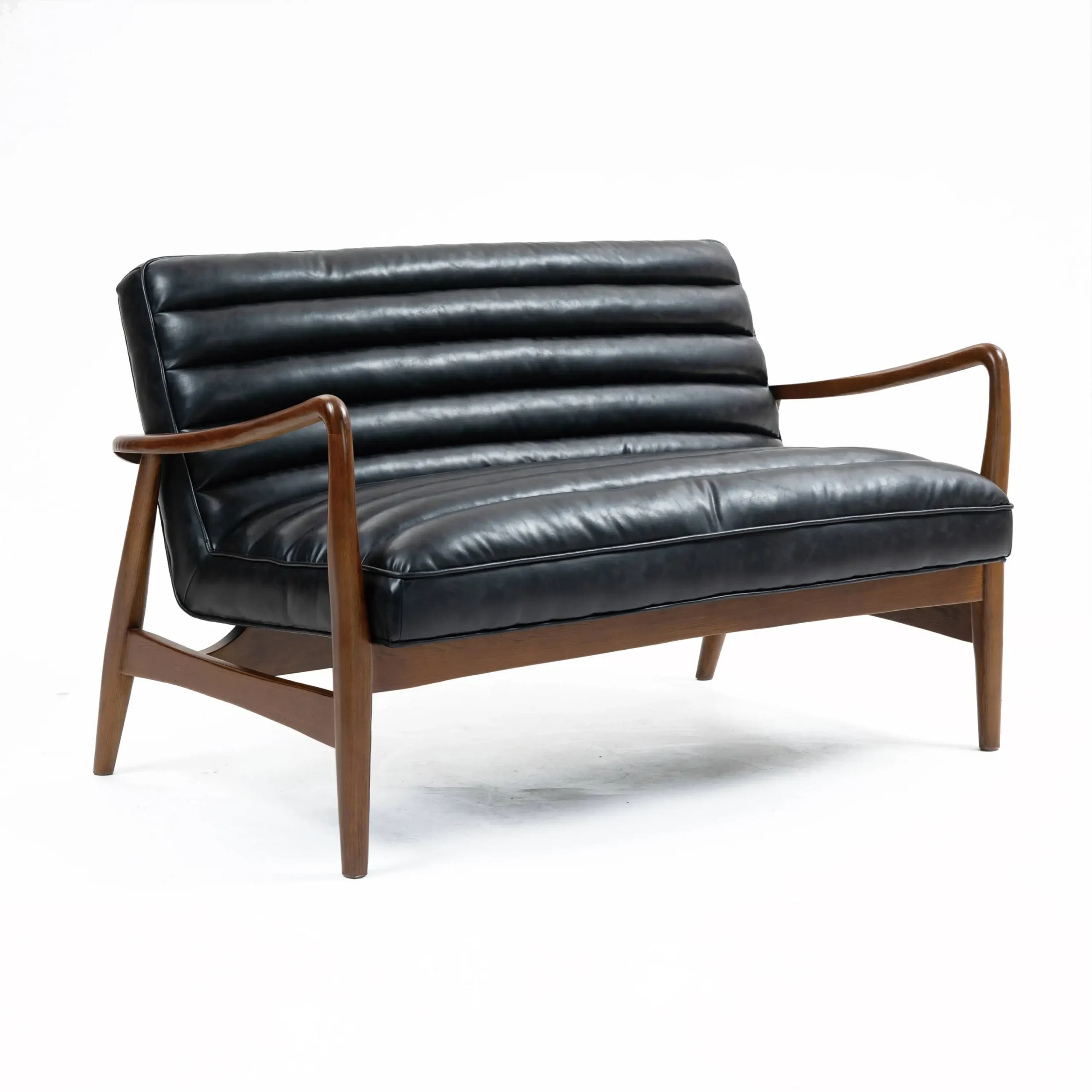 Club Leather Effect Black Sofa