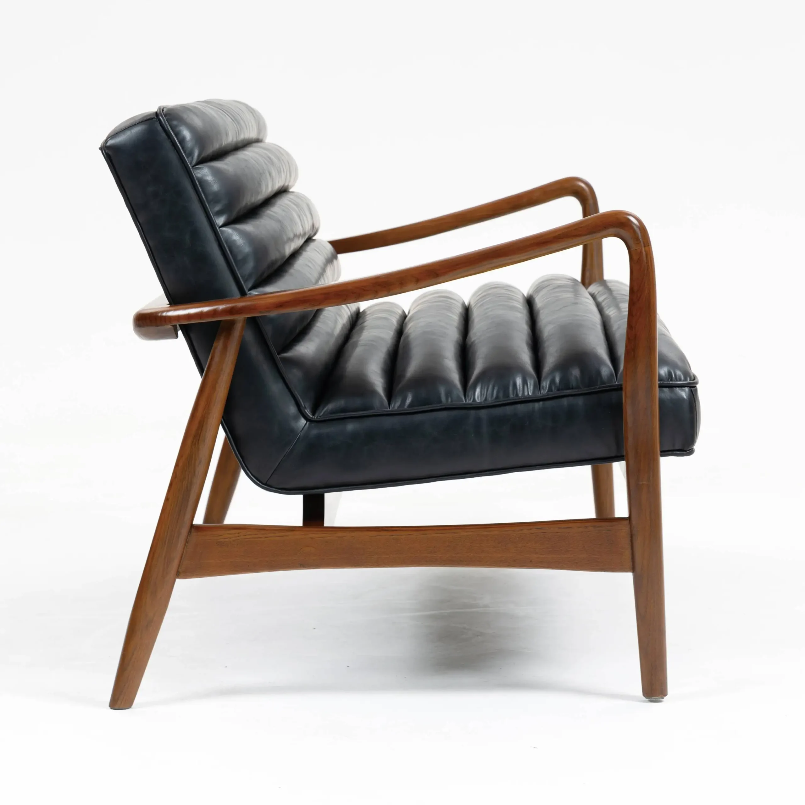 Club Leather Effect Black Sofa - Image 4