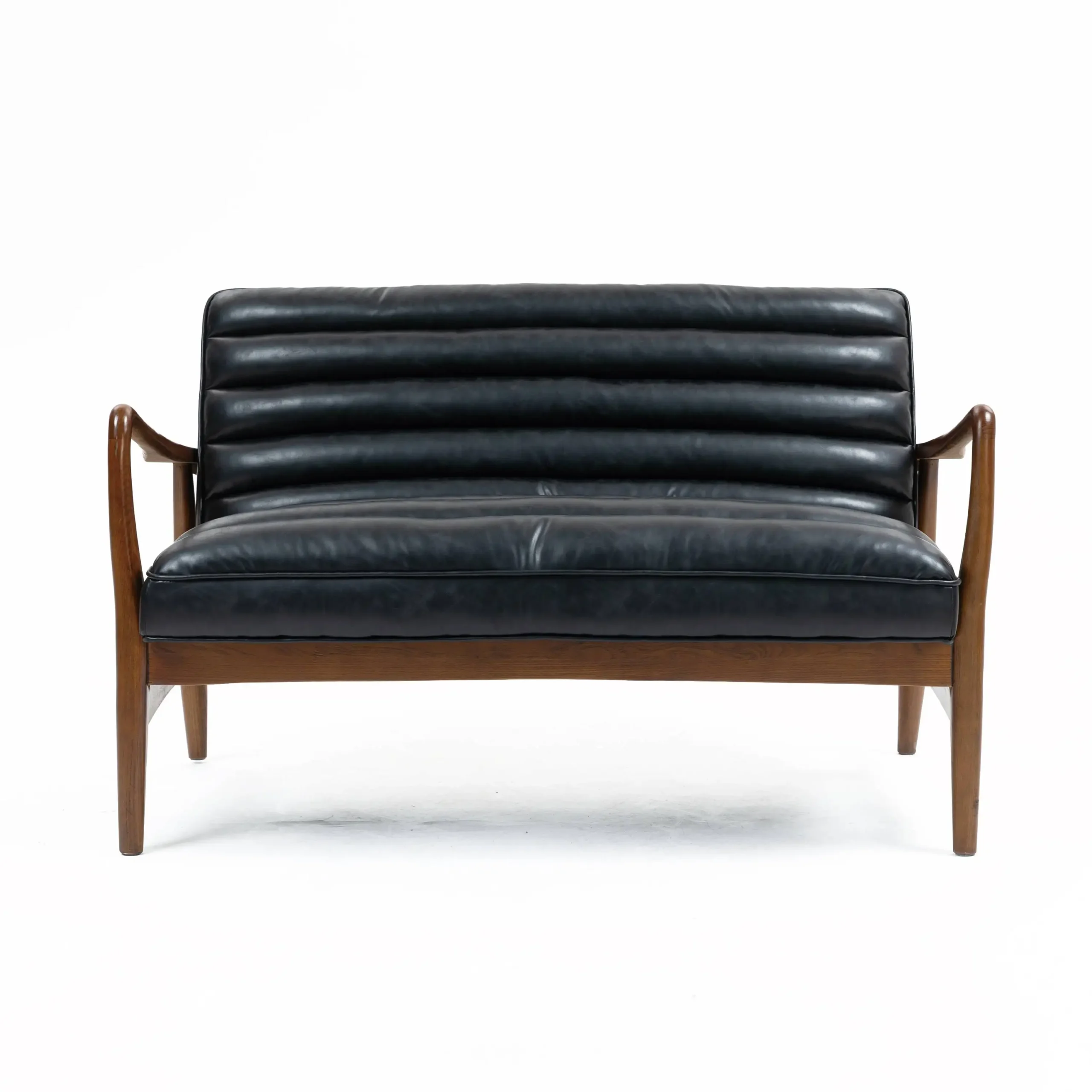 Club Leather Effect Black Sofa - Image 5