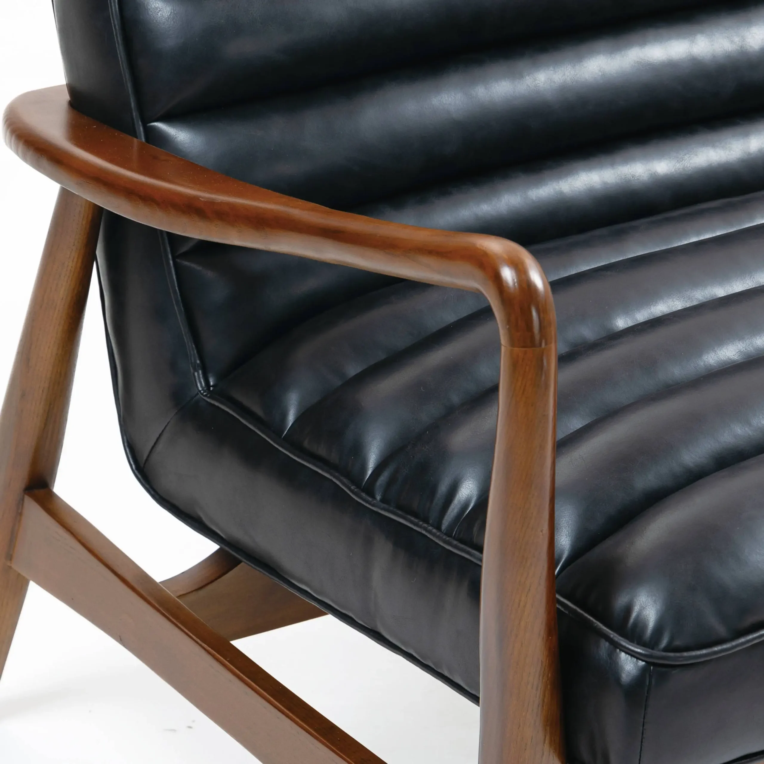 Club Leather Effect Black Sofa - Image 6