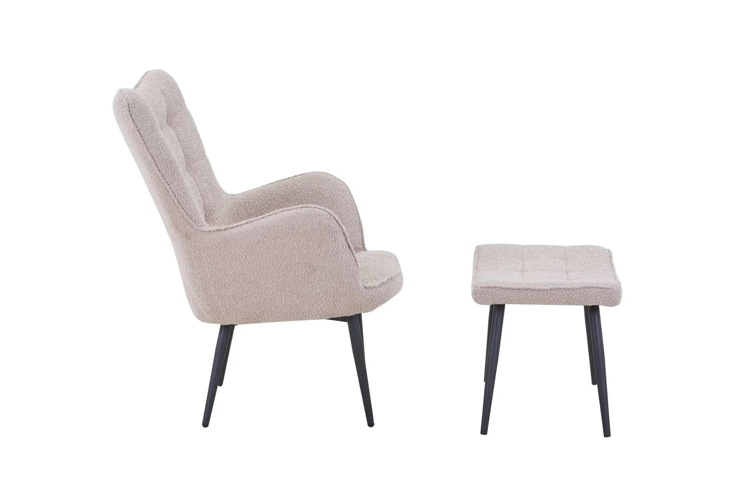 Paris Boucle Light Brown Armchair & Footstool - Image 3