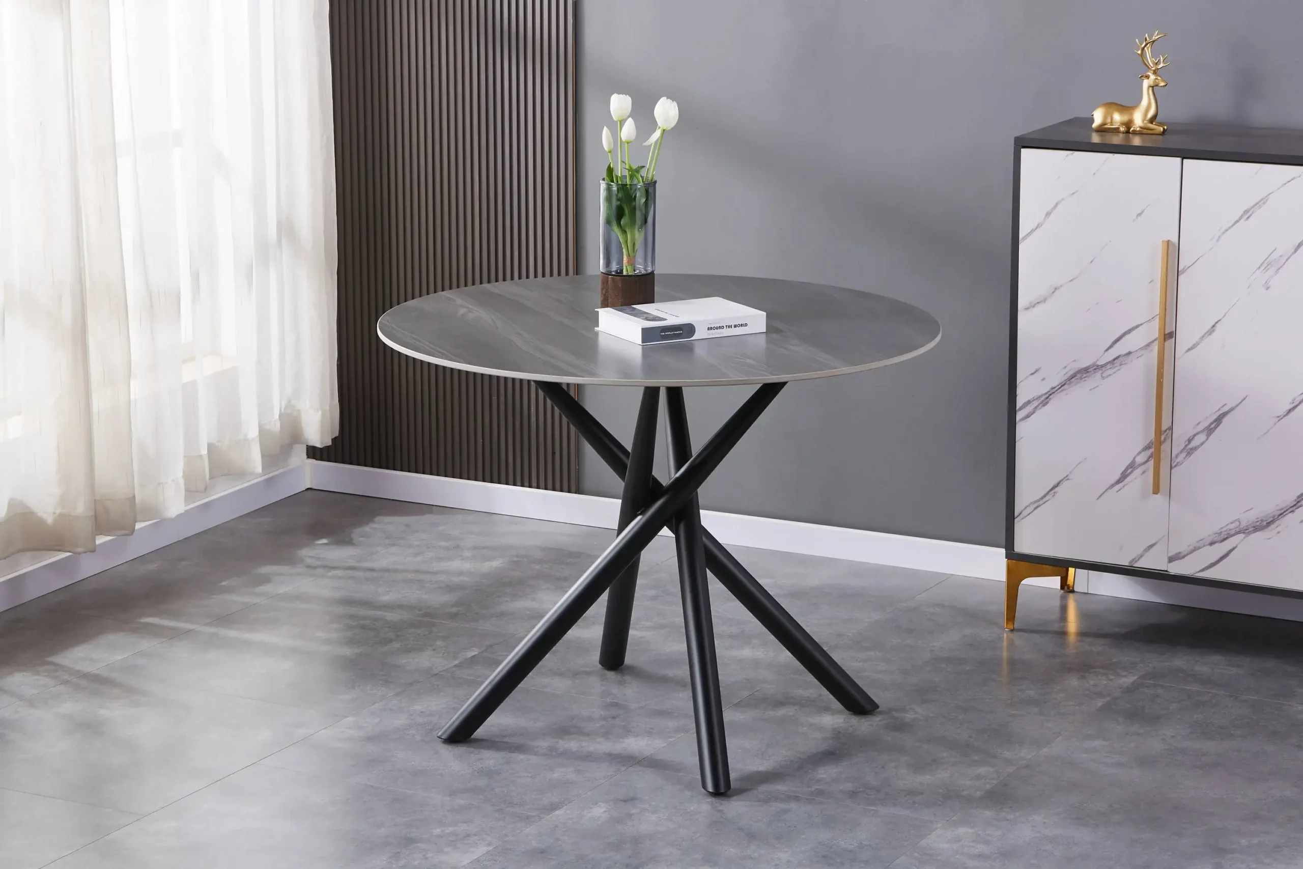 Avesta Grey Round Dining Table - Image 6