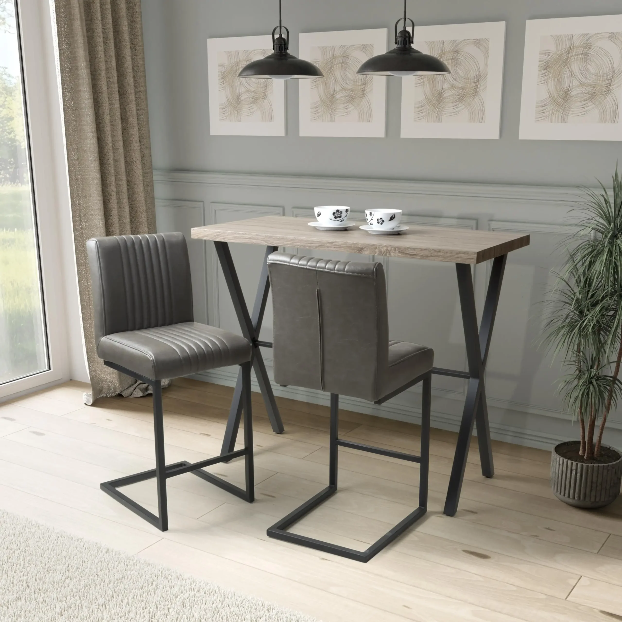 Brevik Bar Table & 2 Archer Bar Stool Dining Set