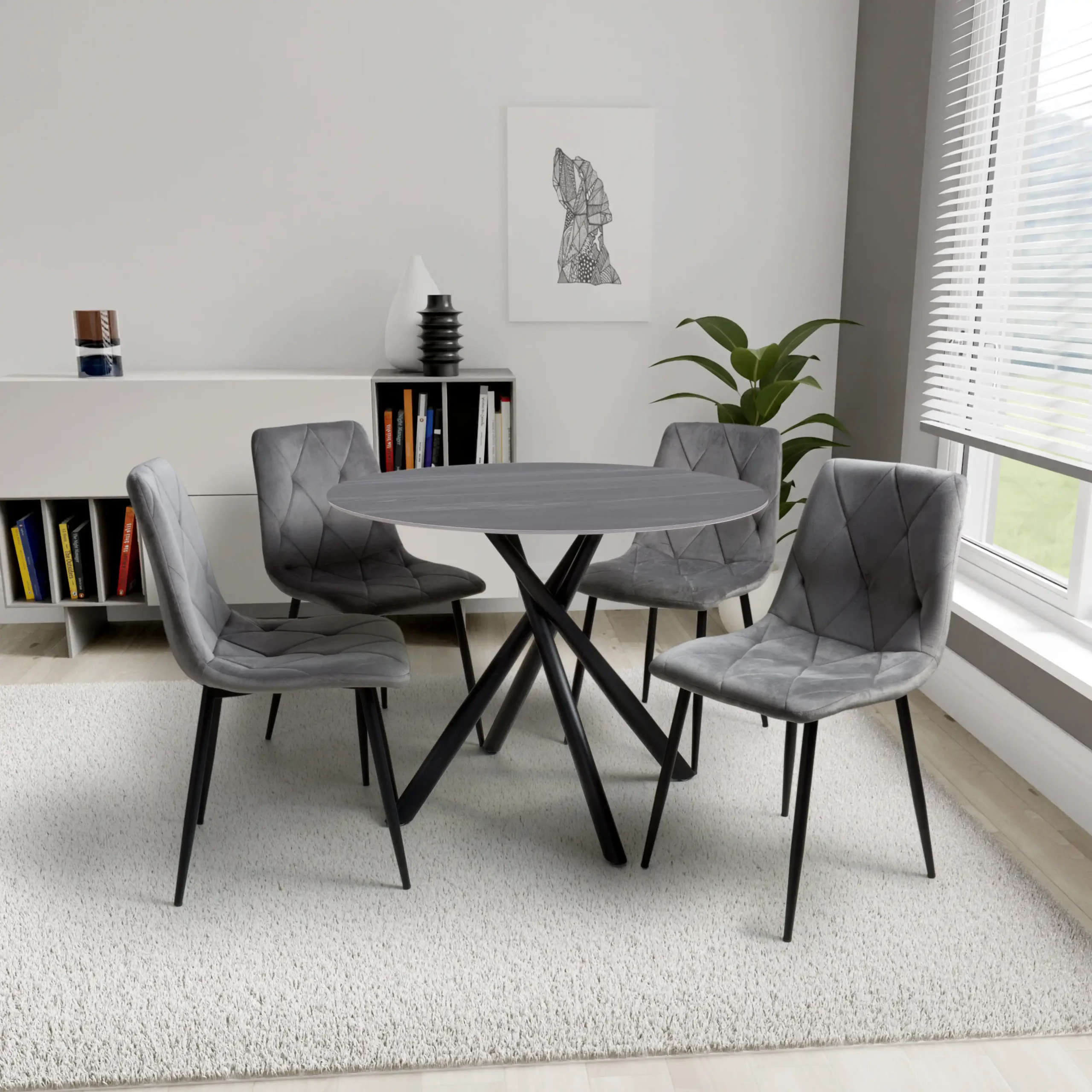 Avesta Grey & 4 Vernon Grey Dining Set - Image 2