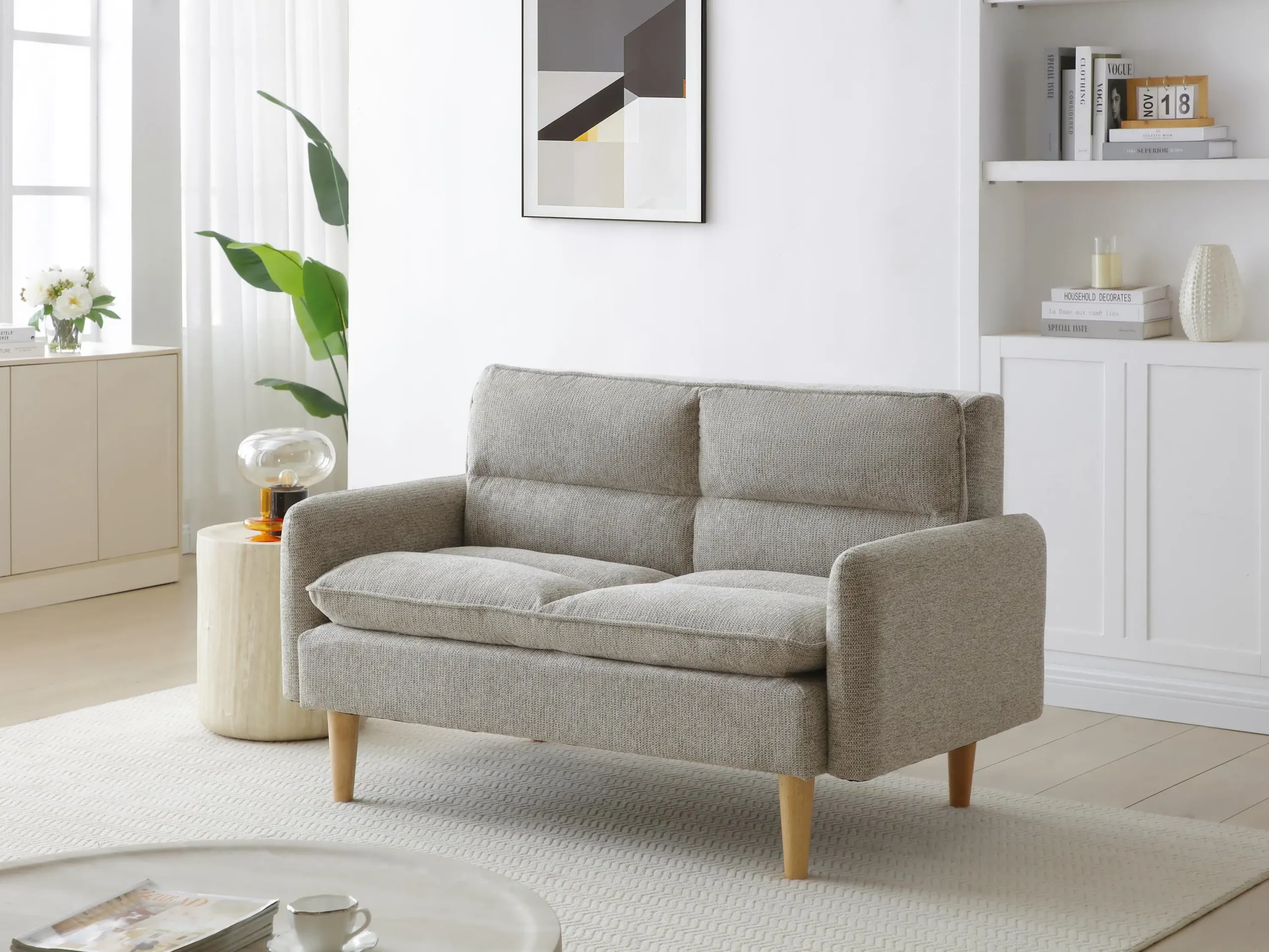 Cosy Rest Chenille Effect Natural 2 Seater Sofa - Image 7