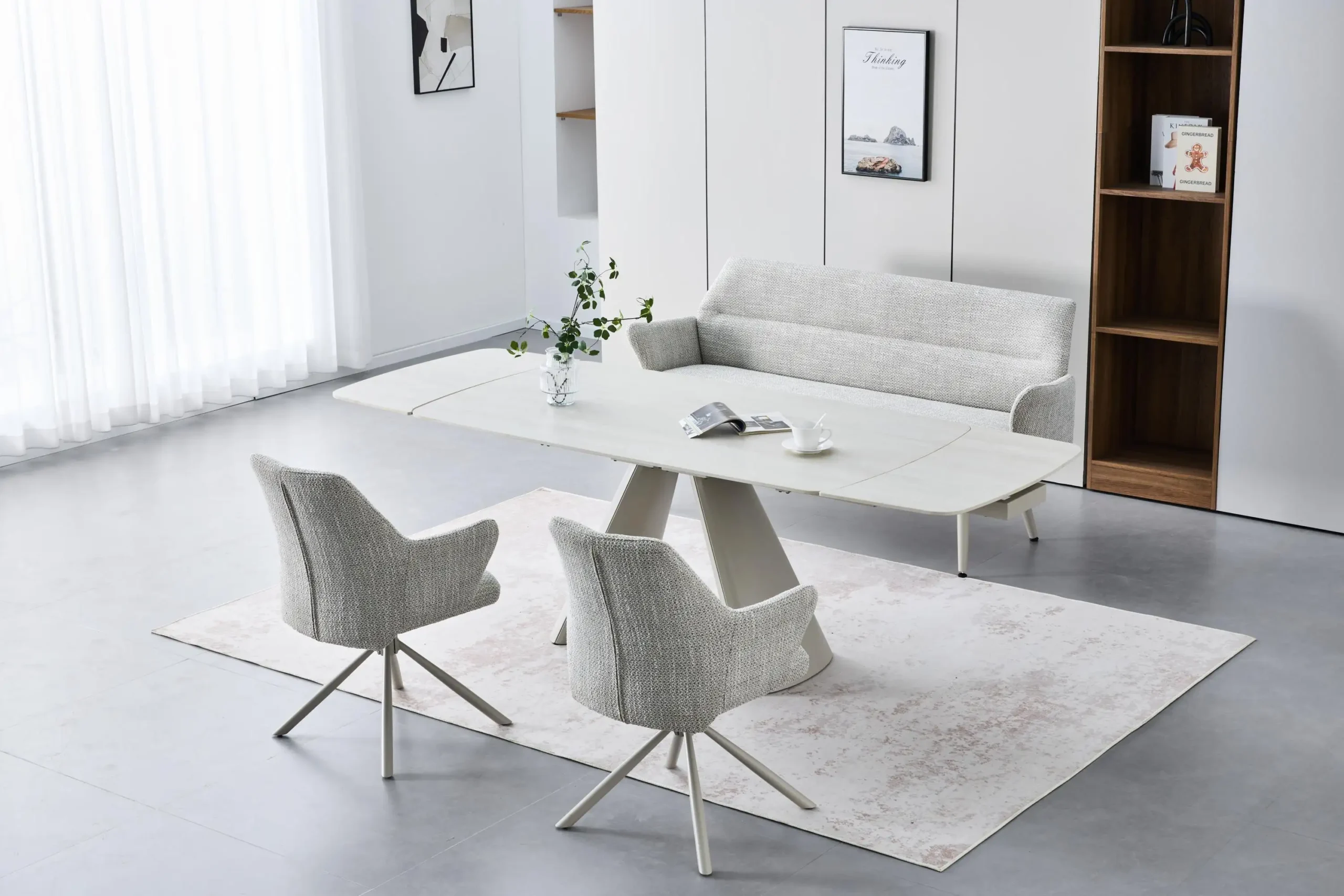 Genoa 2.4m Extending & 2 Modena Chairs & Bench Dining Set