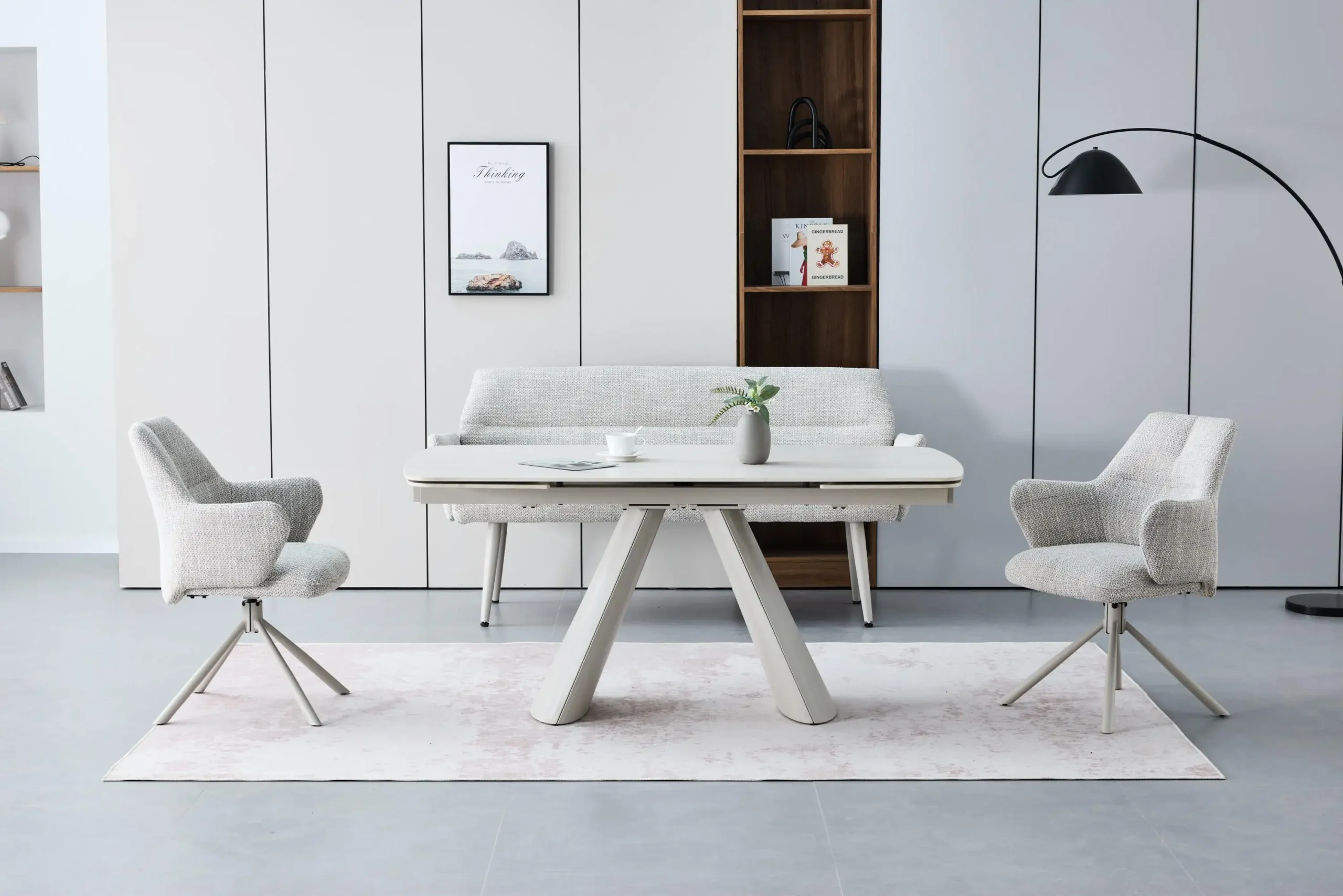 Genoa 2.4m Extending & 2 Modena Chairs & Bench Dining Set - Image 2