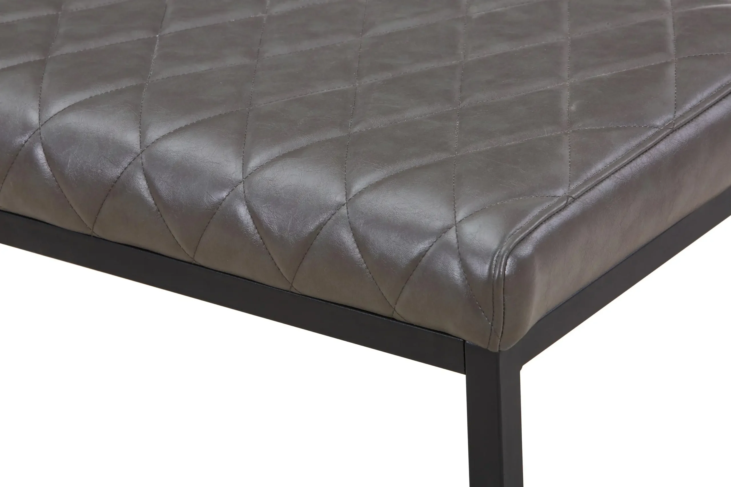Warwick Leather Effect Grey Bench - Image 4