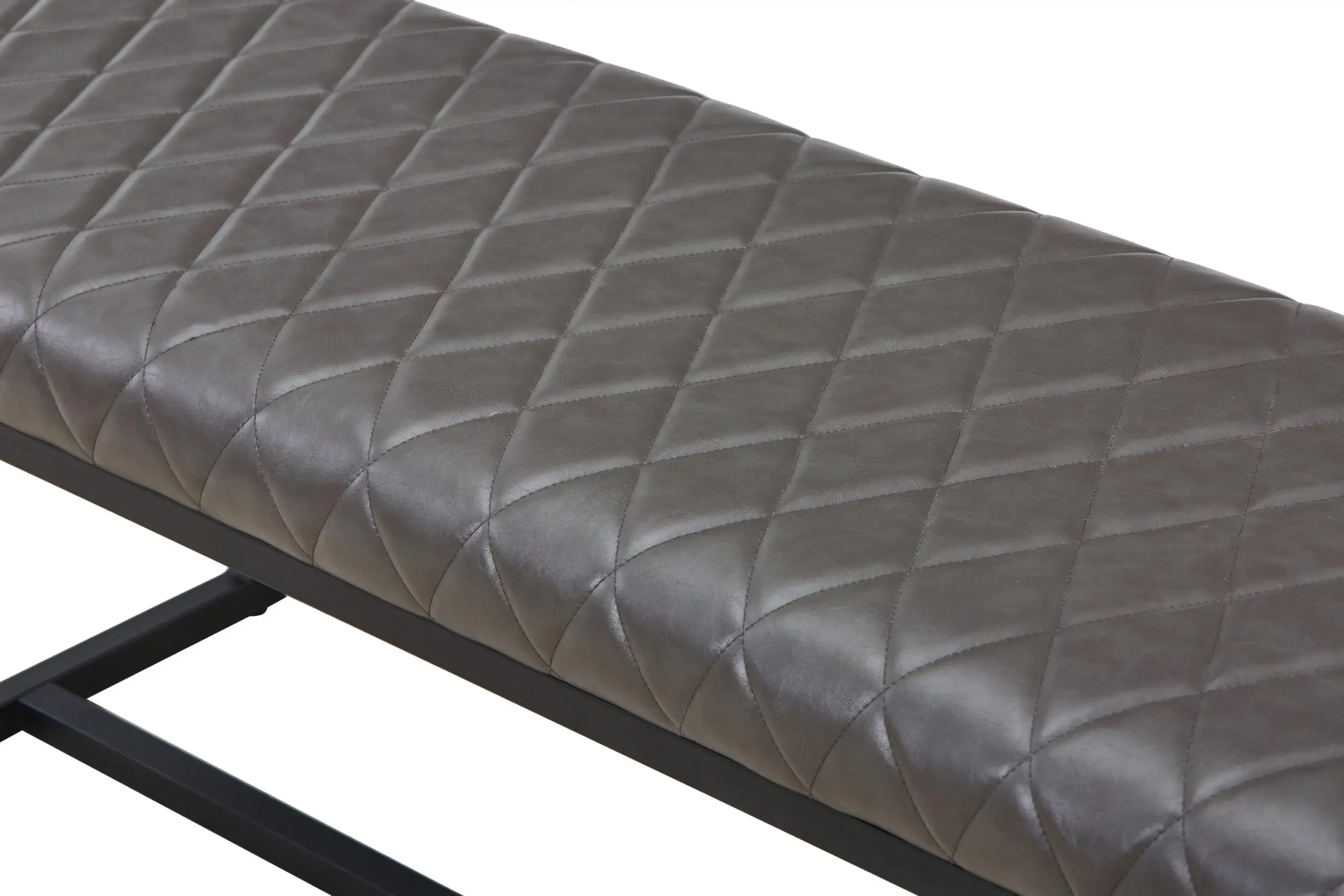 Warwick Leather Effect Grey Bench - Image 6