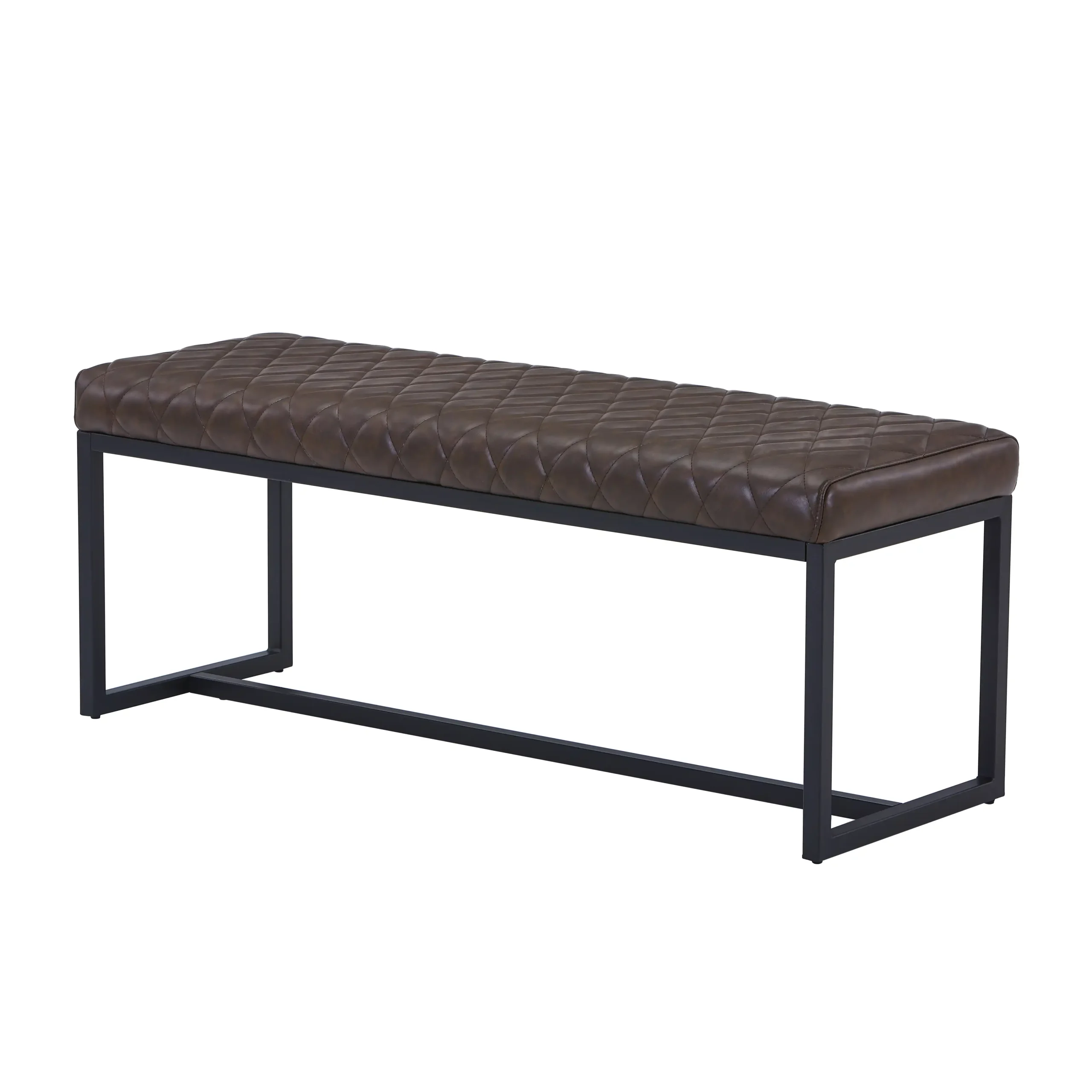 Warwick Leather Effect Brown Bench