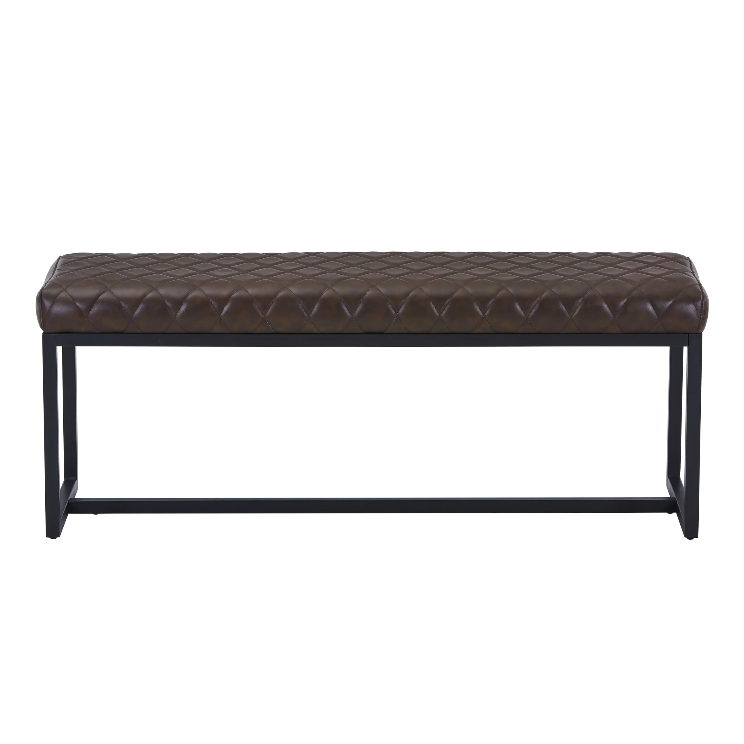 Warwick Leather Effect Brown Bench - Image 2