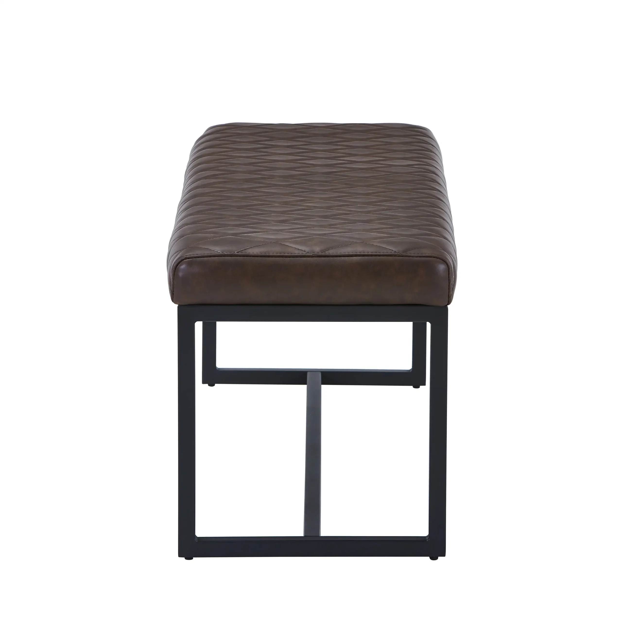 Warwick Leather Effect Brown Bench - Image 3