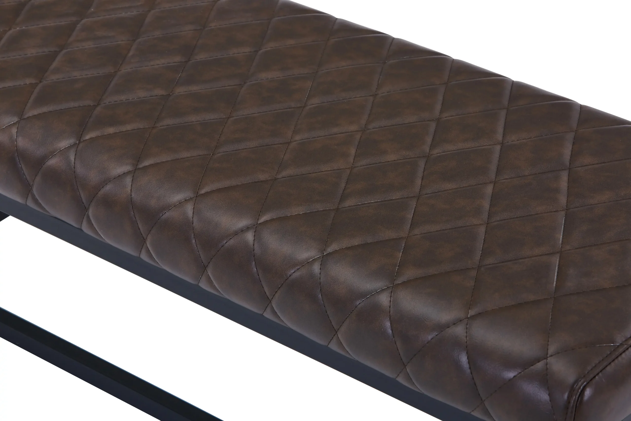 Warwick Leather Effect Brown Bench - Image 5