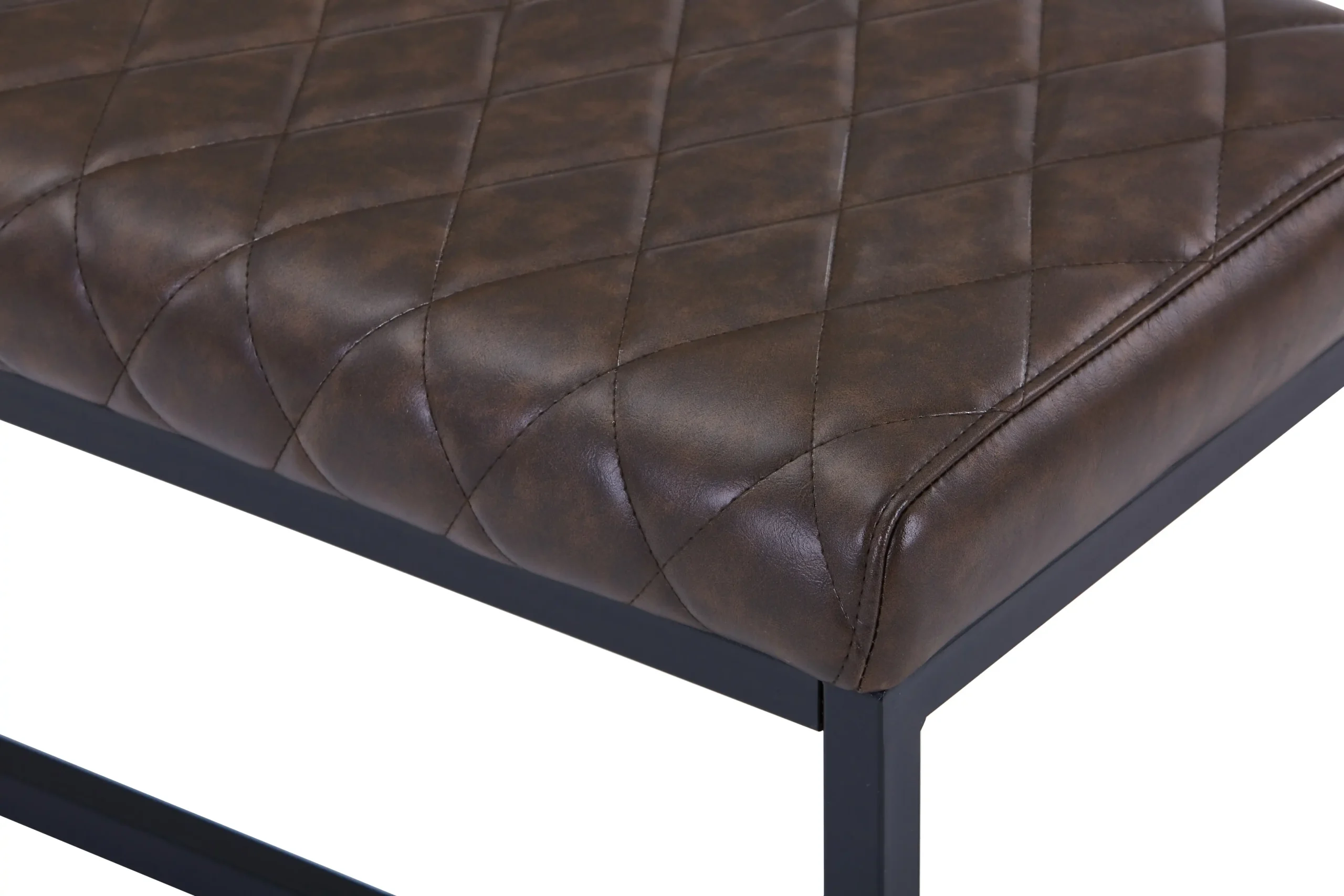Warwick Leather Effect Brown Bench - Image 6