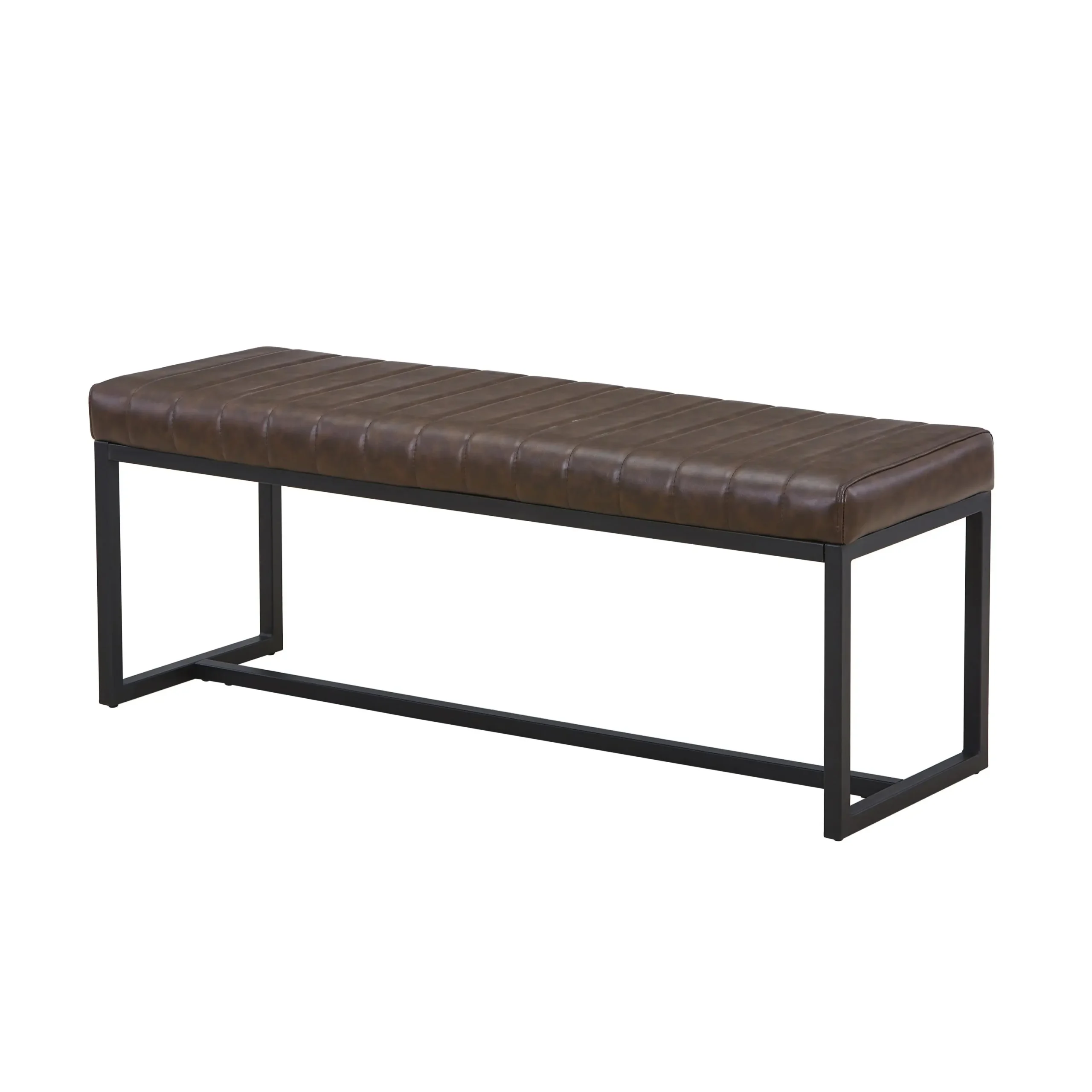 Ludlow Leather Effect Brown Bench
