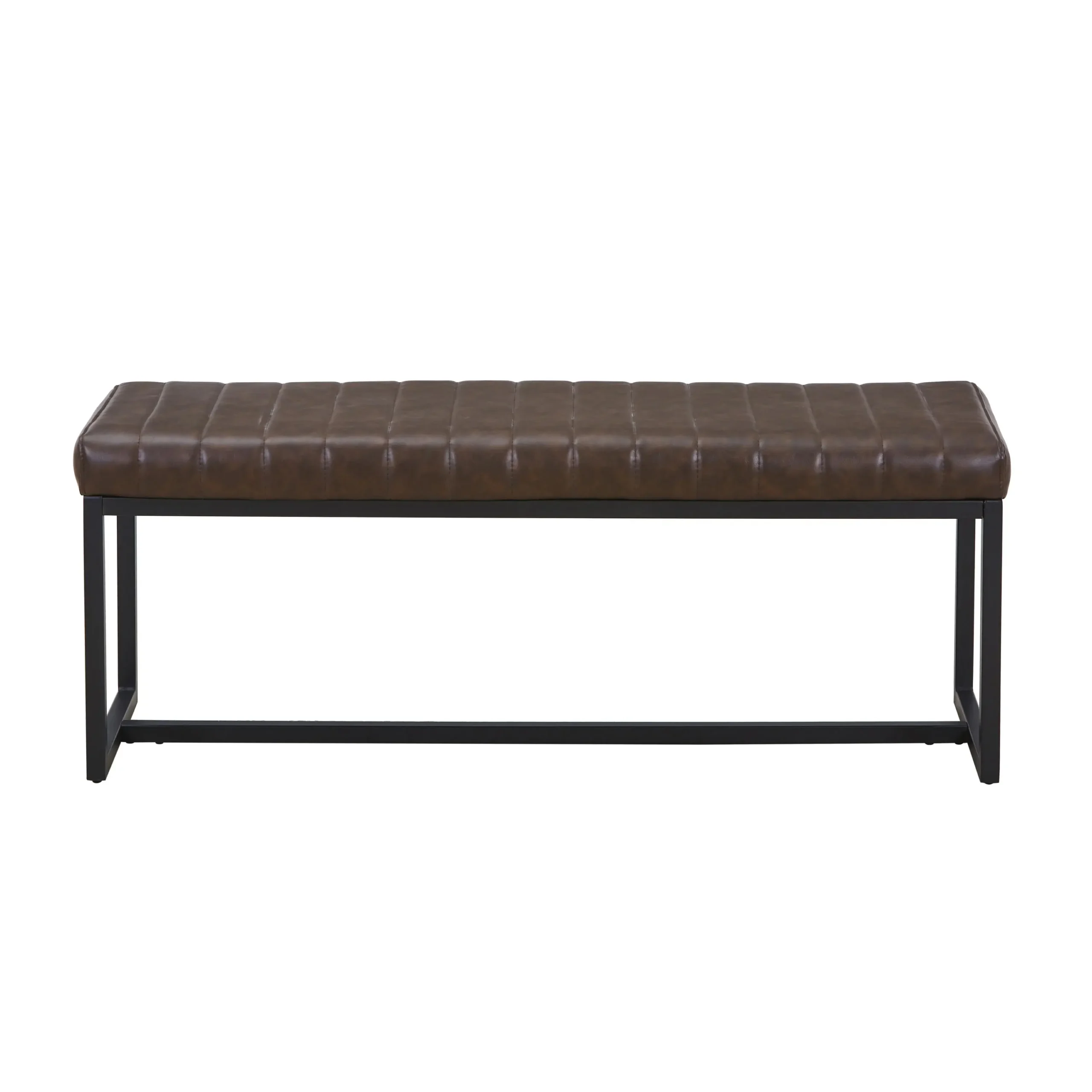 Ludlow Leather Effect Brown Bench - Image 2