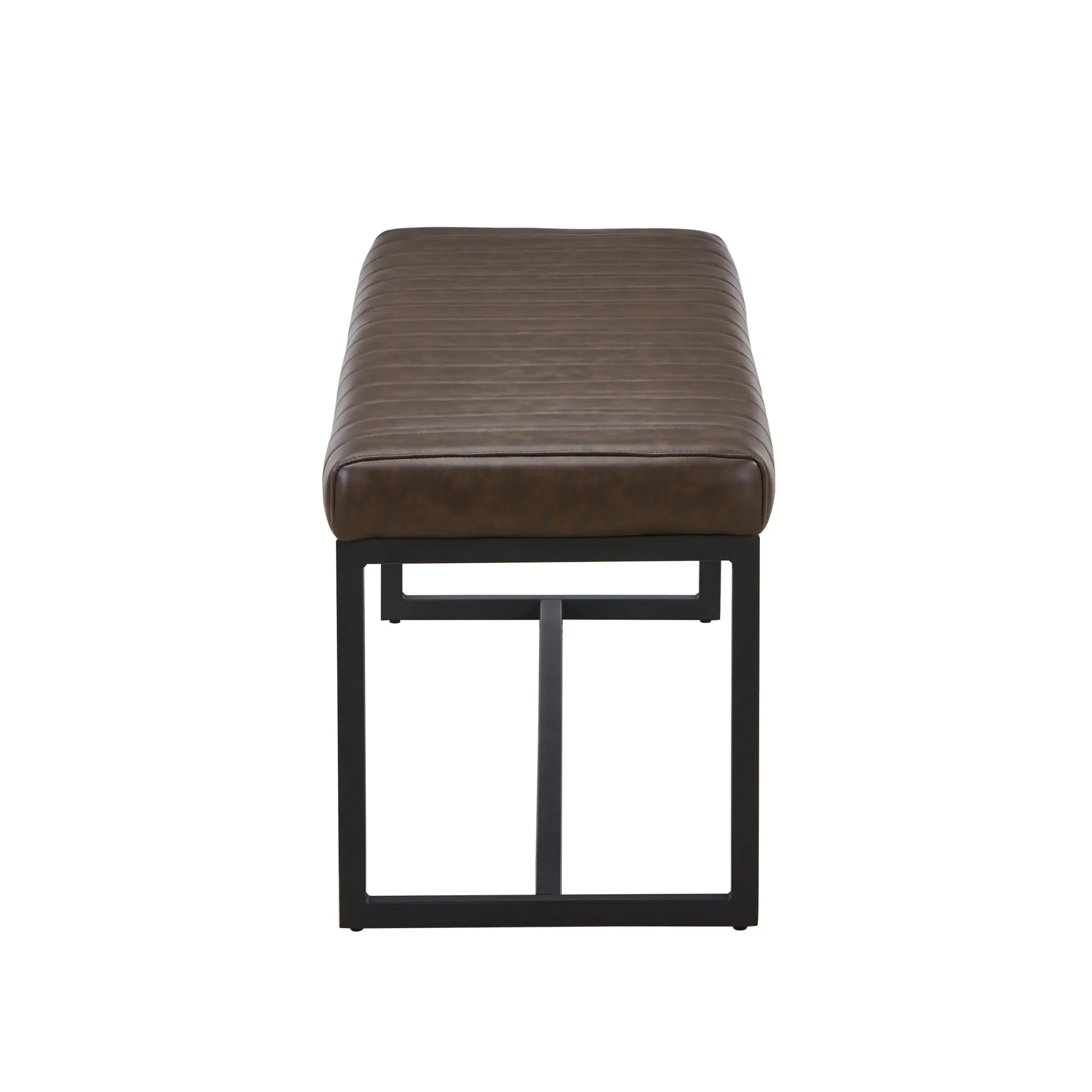 Ludlow Leather Effect Brown Bench - Image 3