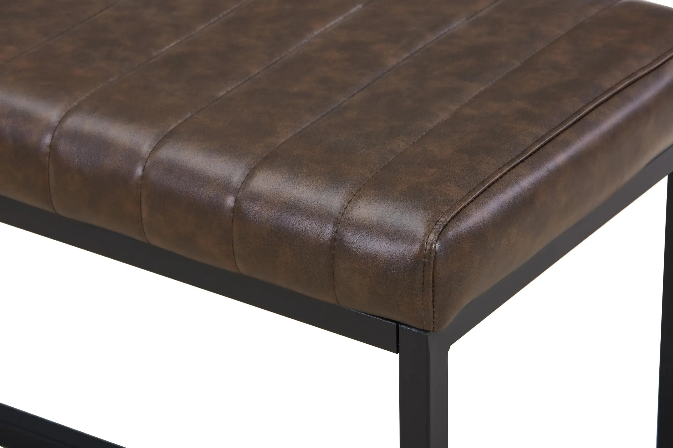 Ludlow Leather Effect Brown Bench - Image 4