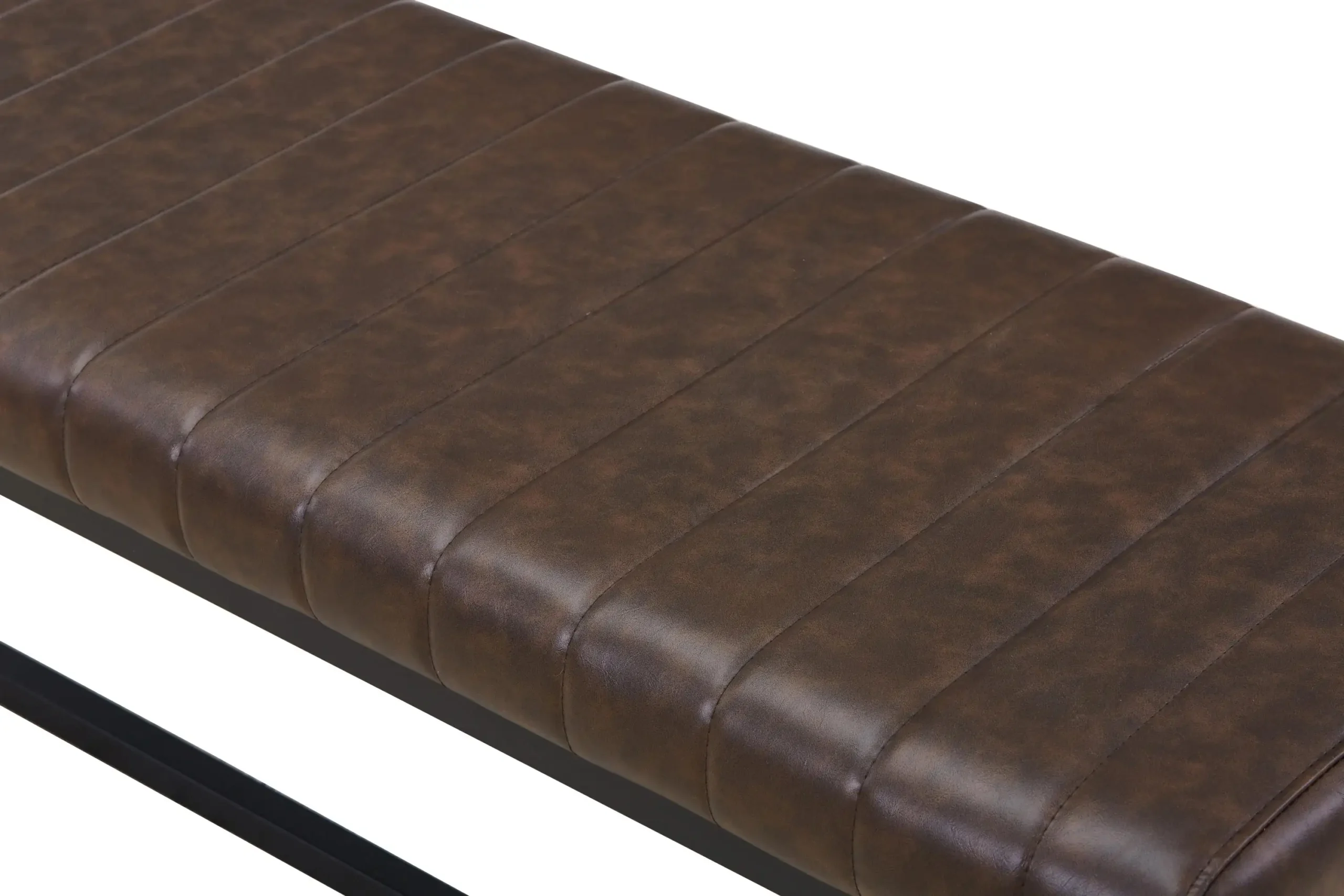 Ludlow Leather Effect Brown Bench - Image 6
