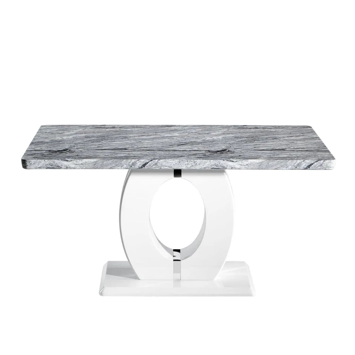 Neptune Medium Marble Effect Grey/White Dining Table - Image 2