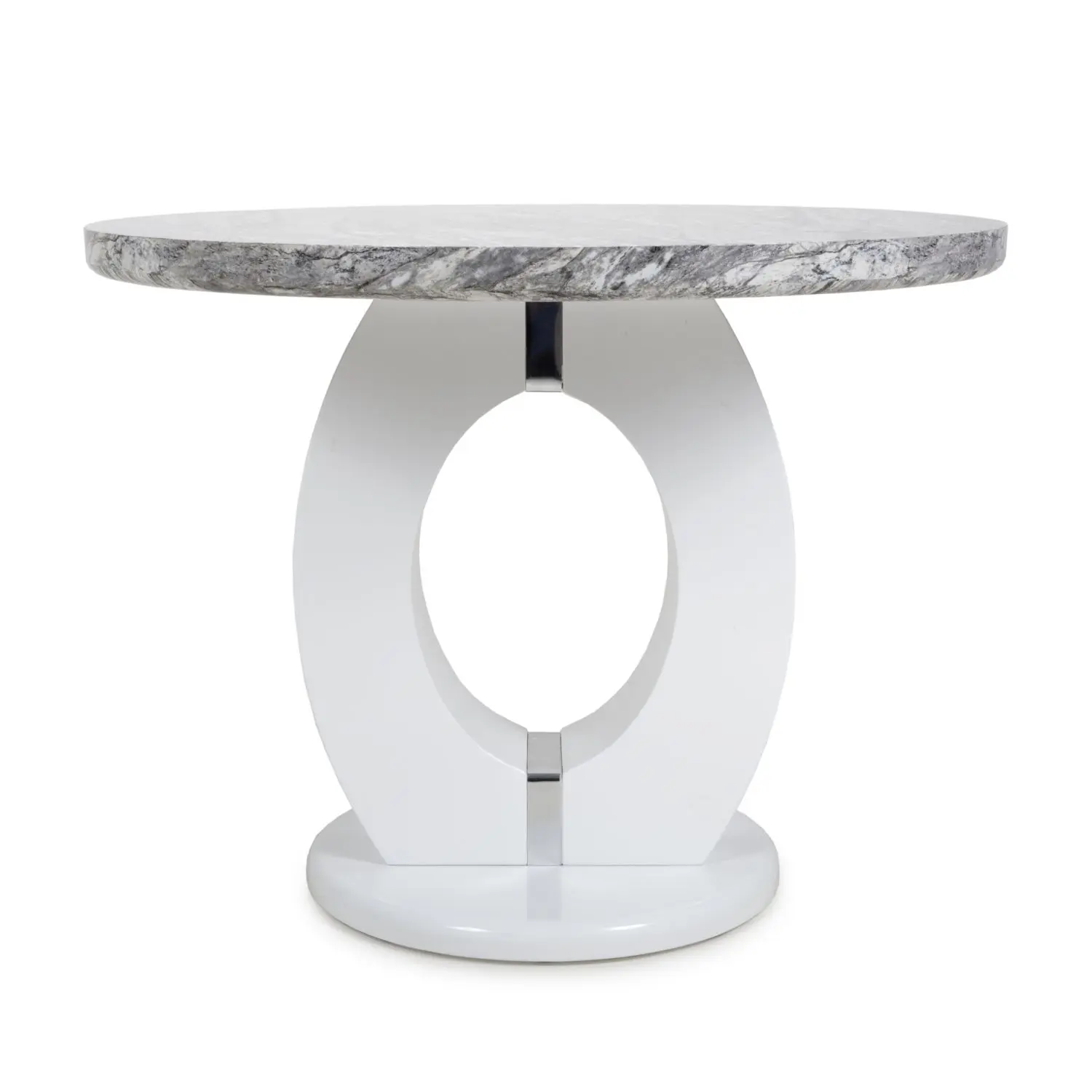 Neptune Round Marble Effect Grey/White Dining Table - Image 2